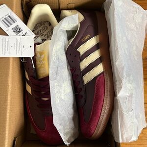 Adidas Samba Burgundy and Beige Men's Sneakers